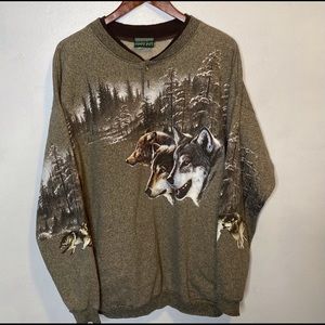 Vintage 90s Wolf graphic sweatshirt Nature Large